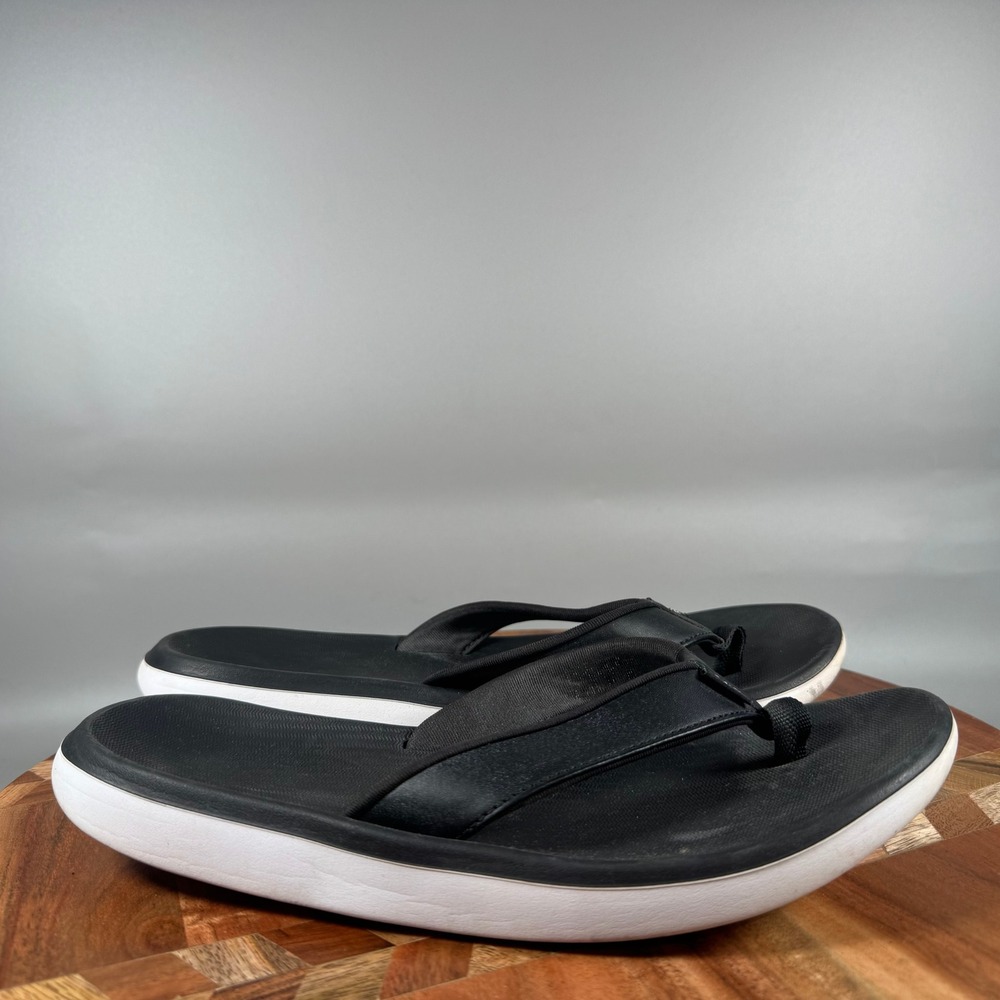 Nike Women Ultra Comfort Thong Black White Flip Flop Sandals‎ 819637-010 Size 8